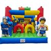 Stormbaan Bouwsteen 14m zijaanzicht Opblaasbare Stormbaan Bouwsteen 14 meter in zijaanzicht met kleurrijke blokken en hindernissen