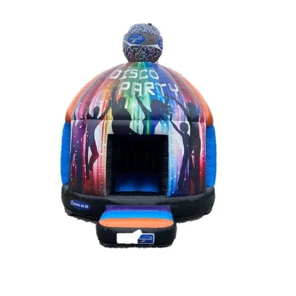 Vooraanzicht van het Springkussen Disco Party met overkapping