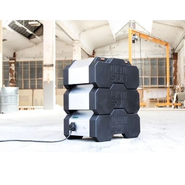 Zijkant van de Wattsun Accu Pack met compacte, lichte behuizing voor mobiel gebruik