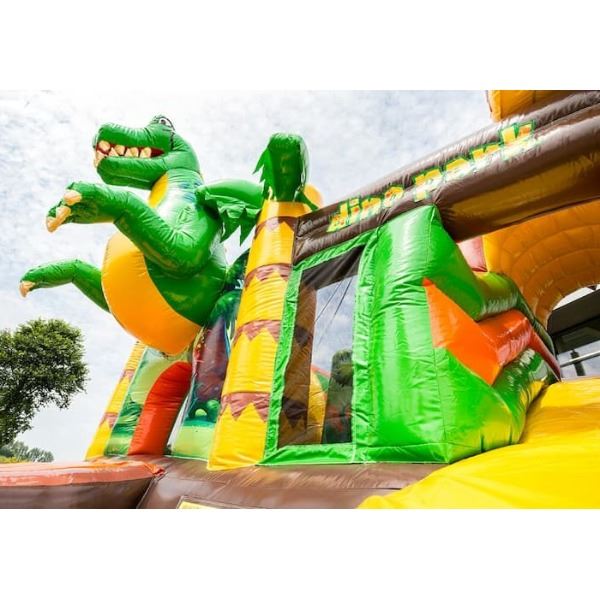Springkussen Multiplay Dino voorkant met glijbaan in Noord-Holland
