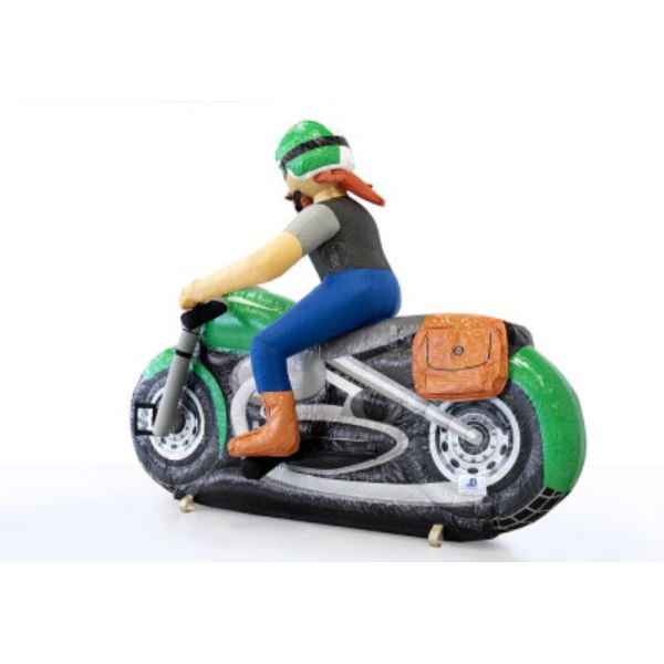 Abraham op Motor huren bij Happy Rent Stoere opblaasbare Abraham op motor met zonnebril en leren jack – perfecte blikvanger