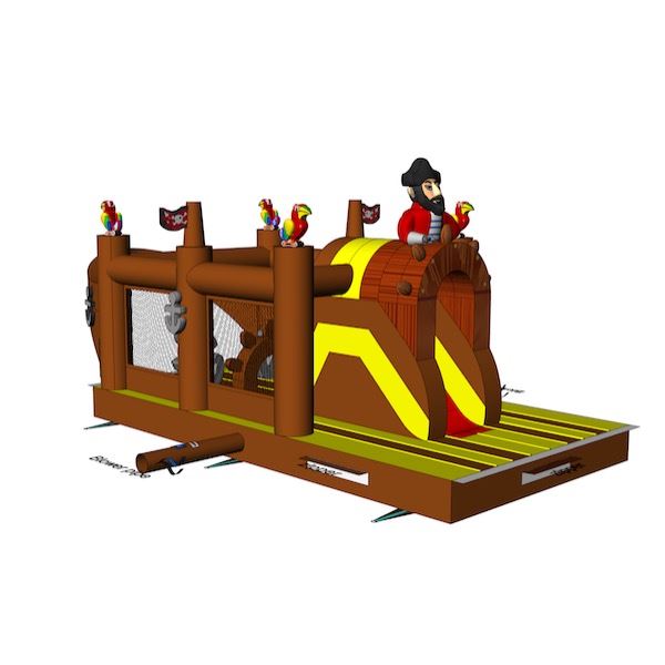 Stoere opblaasbare Stormbaan Piraat Deel 4 met glijbaan en obstakels – ideaal voor sportdagen en zeskampen