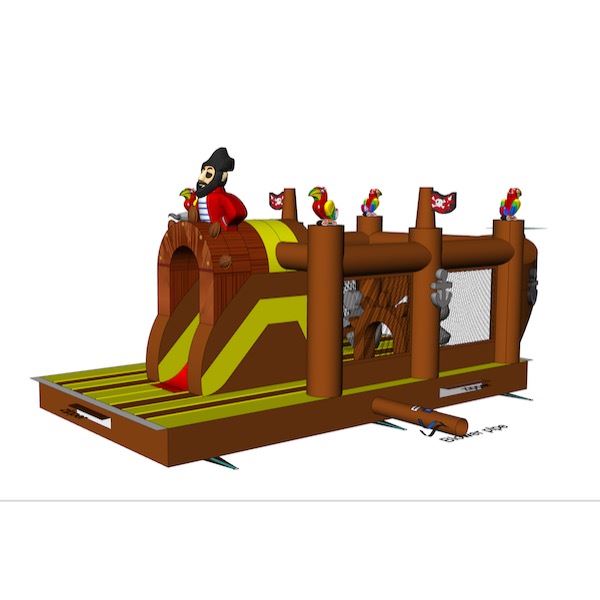 Stoere opblaasbare Stormbaan Piraat Deel 4 met glijbaan en obstakels – ideaal voor sportdagen en zeskampen