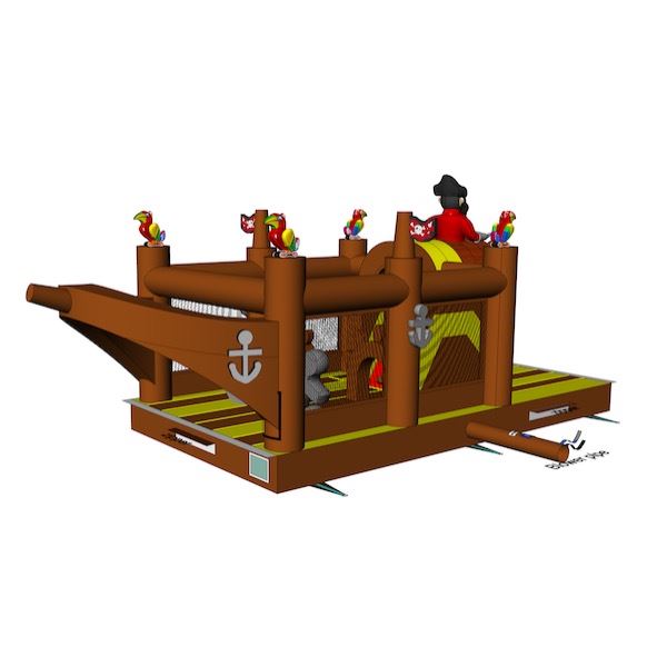Stoere opblaasbare Stormbaan Piraat Deel 4 met glijbaan en obstakels – ideaal voor sportdagen en zeskampen