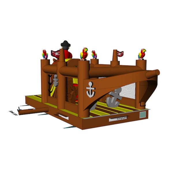 Stoere opblaasbare Stormbaan Piraat Deel 4 met glijbaan en obstakels – ideaal voor sportdagen en zeskampen