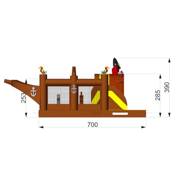 Stoere opblaasbare Stormbaan Piraat Deel 4 met glijbaan en obstakels – ideaal voor sportdagen en zeskampen