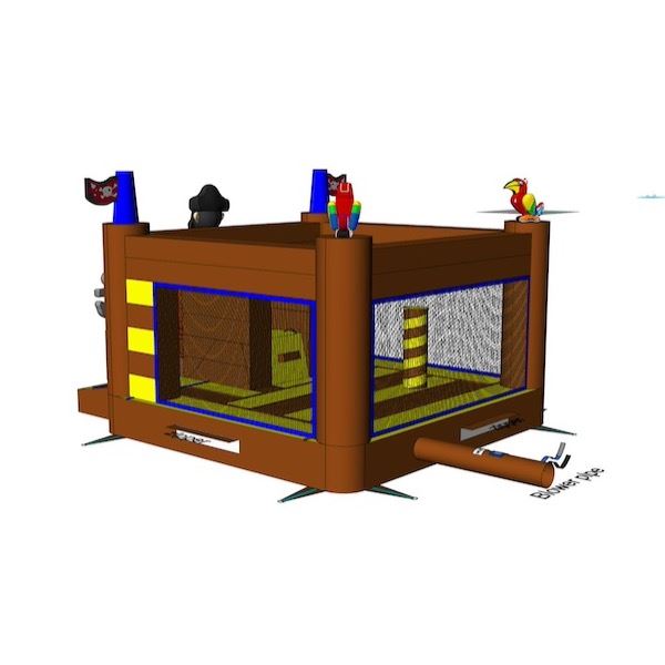 Stormbaan Piraat Deel 3 huren bij Happy Rent Opblaasbare stormbaan in piratenthema – ideaal voor zeskampen en sportdagen