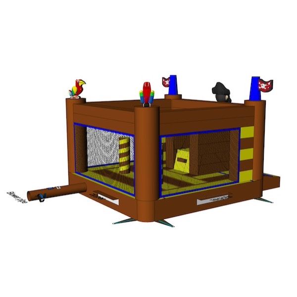 Stormbaan Piraat Deel 3 huren bij Happy Rent Opblaasbare stormbaan in piratenthema – ideaal voor zeskampen en sportdagen