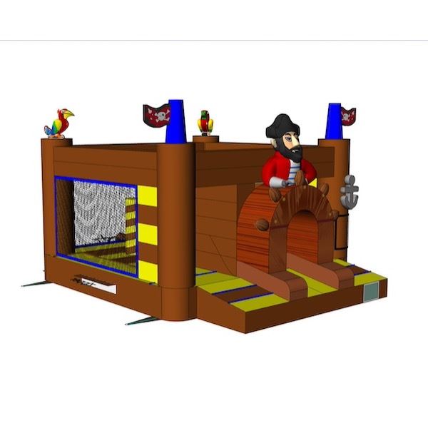 Stormbaan Piraat Deel 3 huren bij Happy Rent Opblaasbare stormbaan in piratenthema – ideaal voor zeskampen en sportdagen