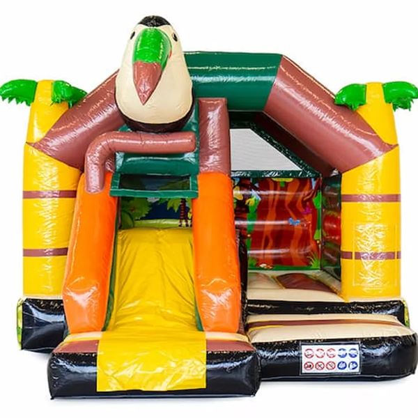 Springkussen Amazone met glijbaan huren in Overijssel voor kinderfeestje