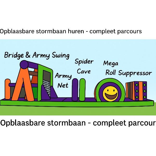 Stormbaan opblaasbaar met obstakels – ideaal voor zeskampen opblaasbare stormbaan vol hindernissen